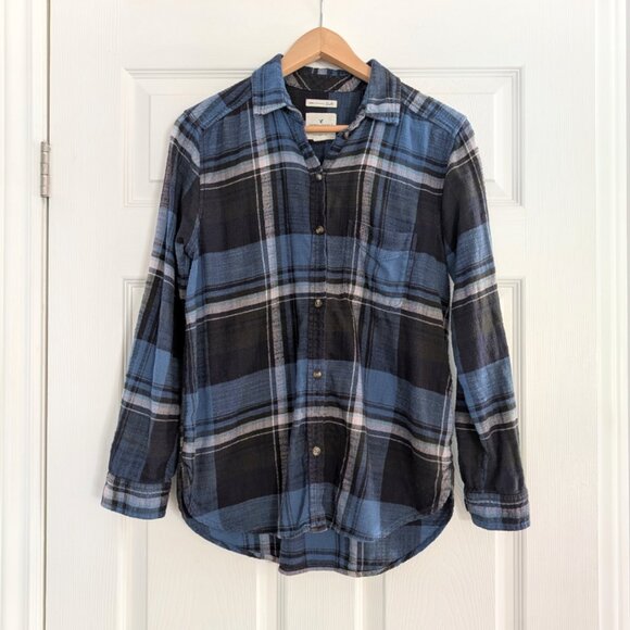 American Eagle Ahh-mazingly soft plaid shirt blue size small - Picture 1 of 16